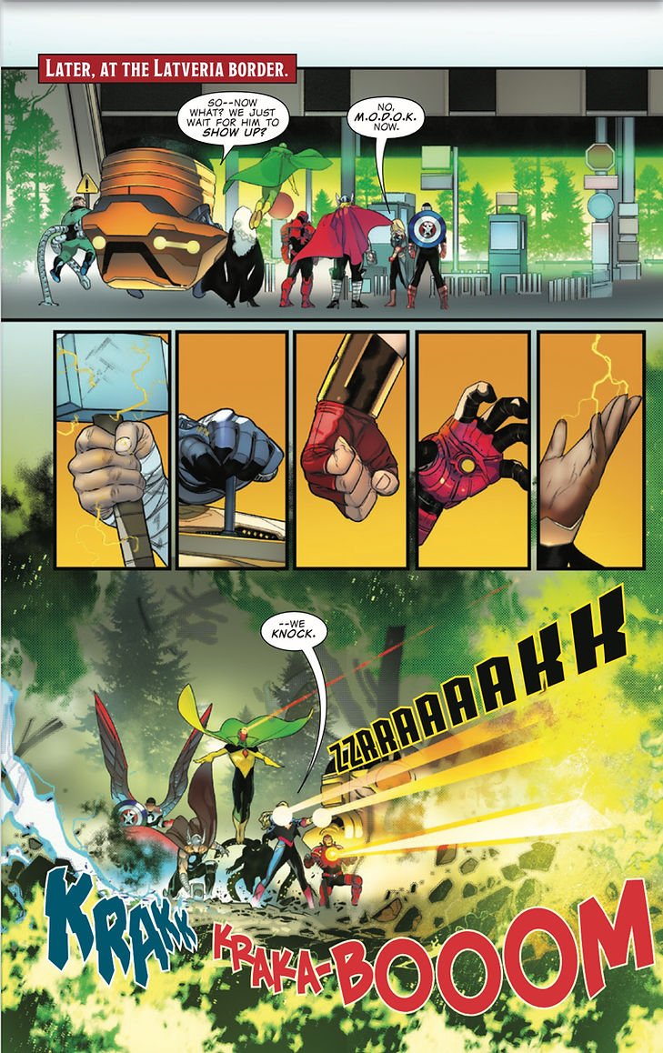 The team assembles to fight Dino-Doom. © Marvel Comics