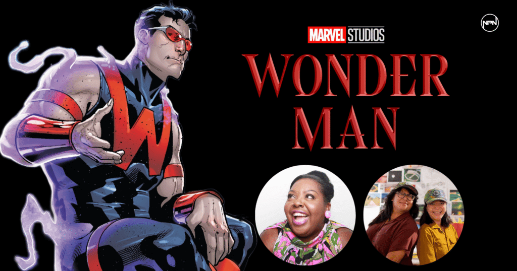 Wonder Man Comic Art and the pictures of Director Tiffany Johnson and Production Designers Cindy Chao & Michele Yu
