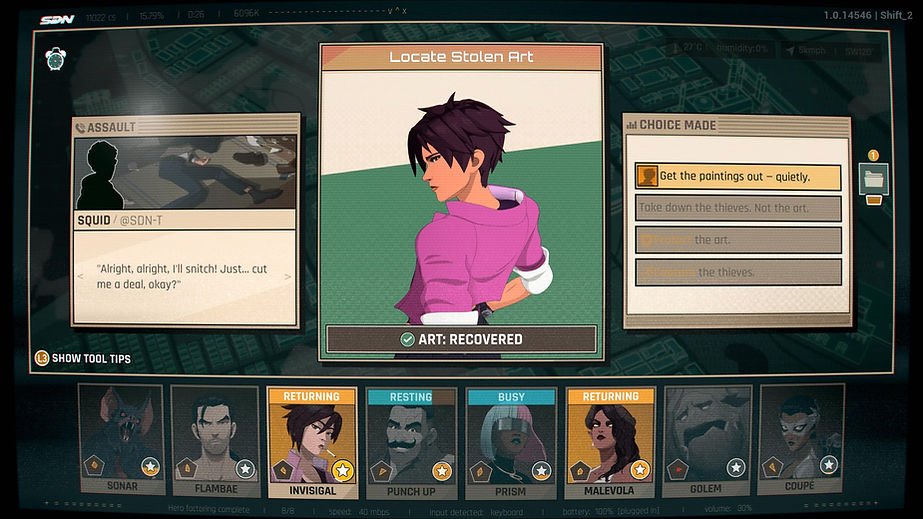 Example of the control screen in 'Dispatch'