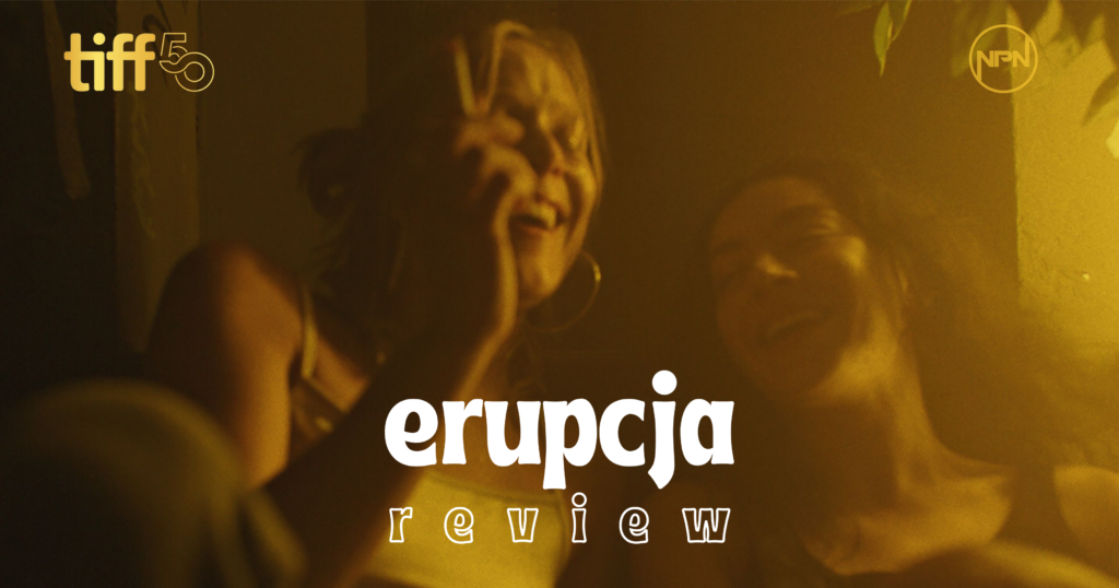 Charli XCX in a yellow hue, text reads "Erupcja Review"