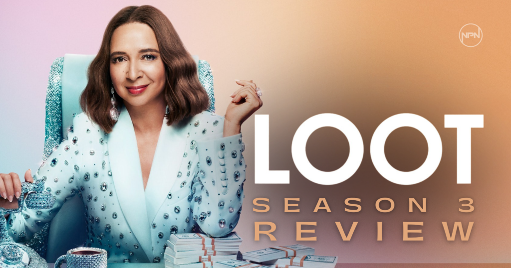 Loot Season 3 key art featurin Maya Rudolph sitting in a chair.