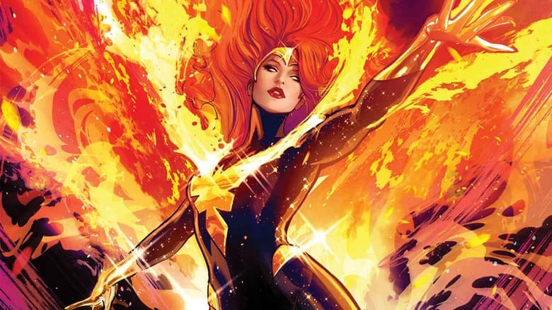 Jean Gray ringed in flames as the Phoenix