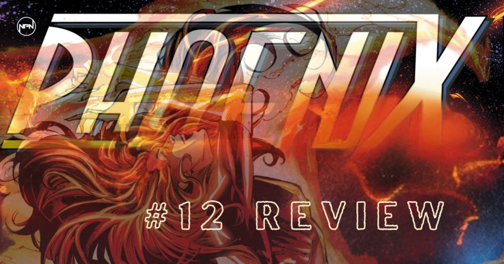 Jean Gray leaning backwards, text reads "Phoenix #12 Review"