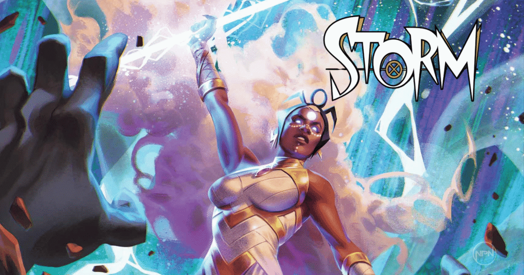 Storm using lightning. Text reads "Storm"