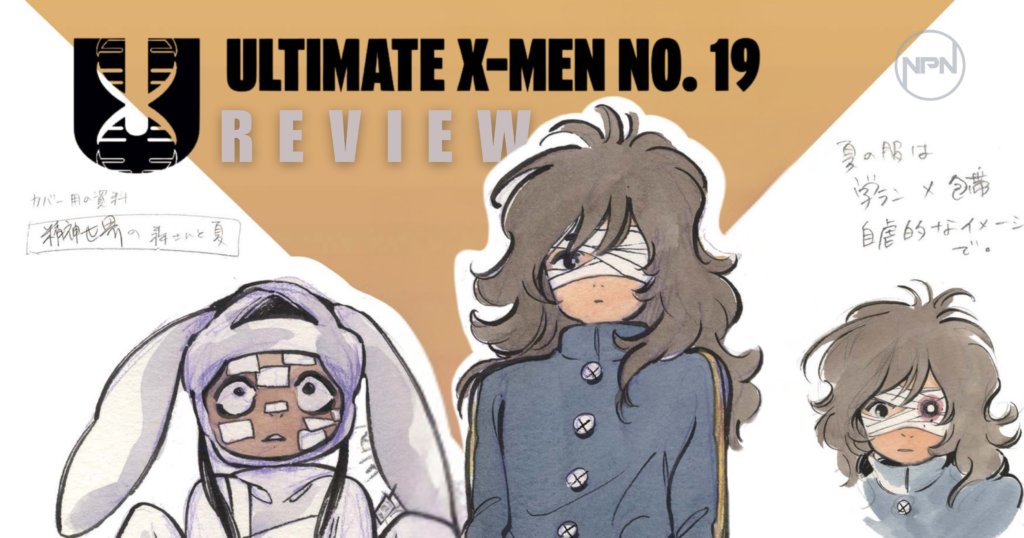 The Children of the Atom from Ultimate X-Men. Text reads "Ultimate X-Men No 9 Review"