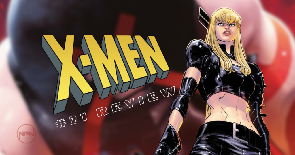 Magik against a backdrop of Juggernaut in X-Men. Text reads: "X-Men #21 Review"