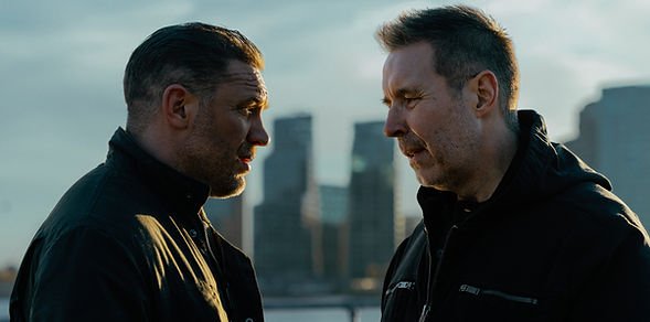 Tom Hardy as Harry Da Souza and Paddy Considine as Kevin Harrigan in MobLand © Paramount Plus