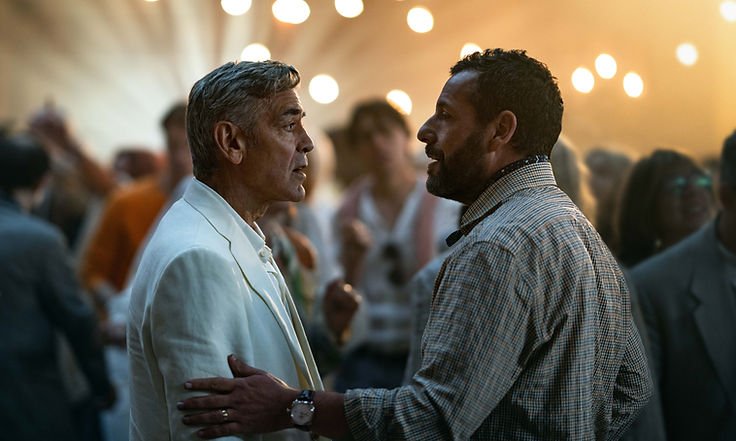 George Clooney and Adam Sandler in Jay Kelly. © Netflix