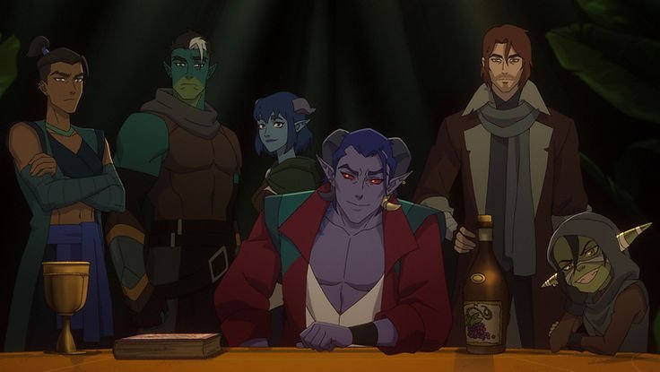 L-R: Beau, Fjord, Jester, Molly, Caleb and Nott the Brave in The Mighty Nein. © Prime Video