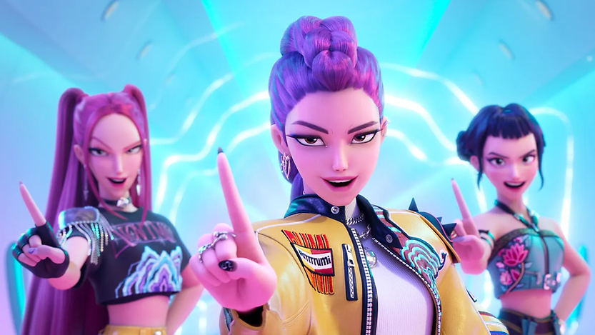 Mira, Rumi, and Zoey in KPop Demon Hunters.  © Netflix