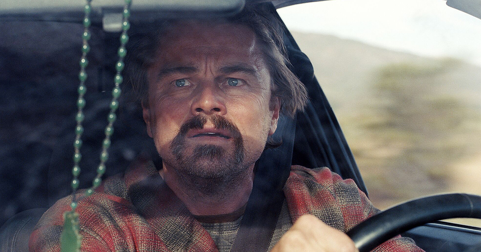 Leonardo DiCaprio driving a car in One Battle After Another.