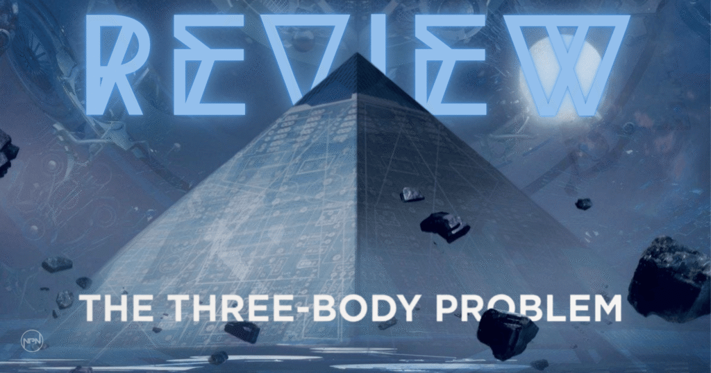 The Three-Body Problem book cover with a pyramid