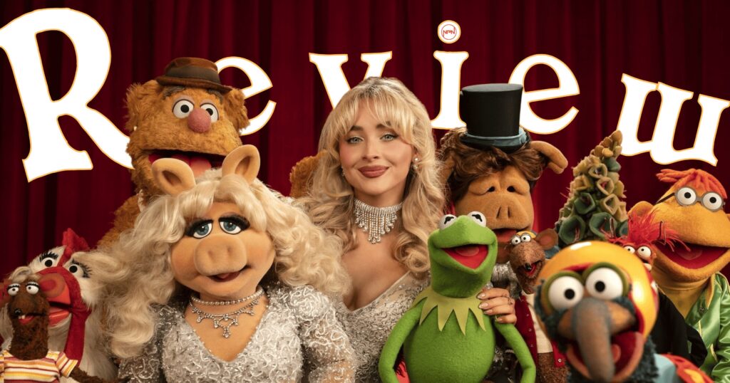 Sabrina Carpenter surrounded by Muppets. Text reads "Review"