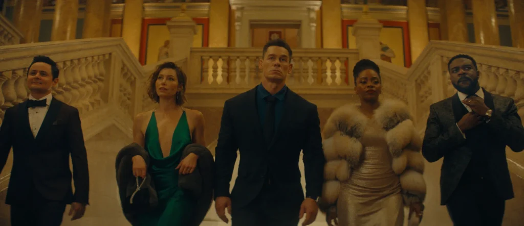 Arturo Castro, Jessica Biel, John Cena, Teyonah Parris and Sam Richardson in Matchbox The Movie © Apple TV